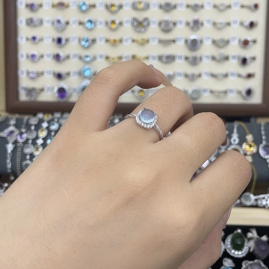 W***-戒圈银S925镶嵌海蓝宝石