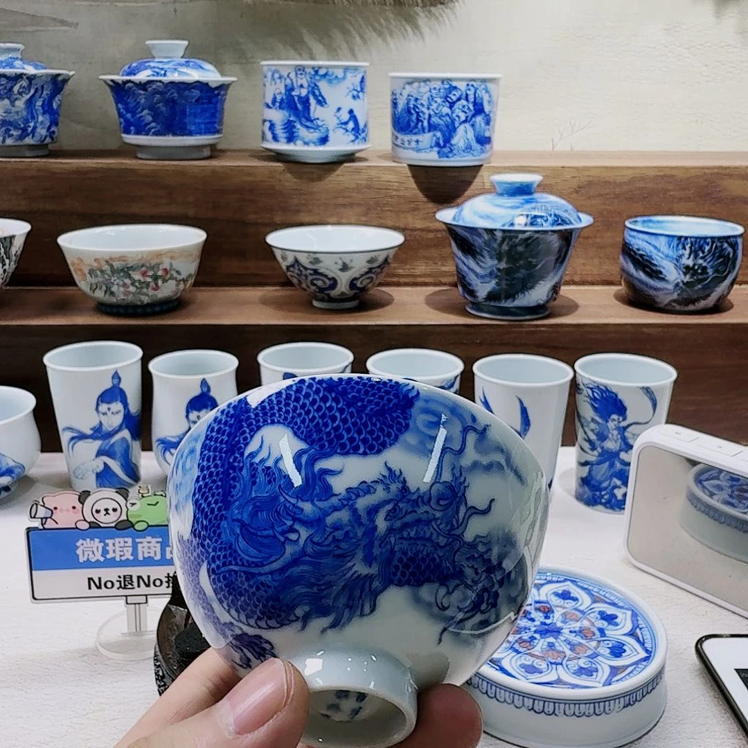 泥塑不****主人杯手工手绘开片