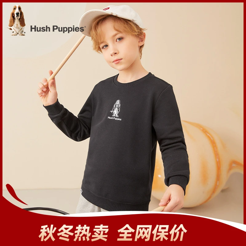 暇步士童装春新款中性儿童圆领打底套头休闲卫衣