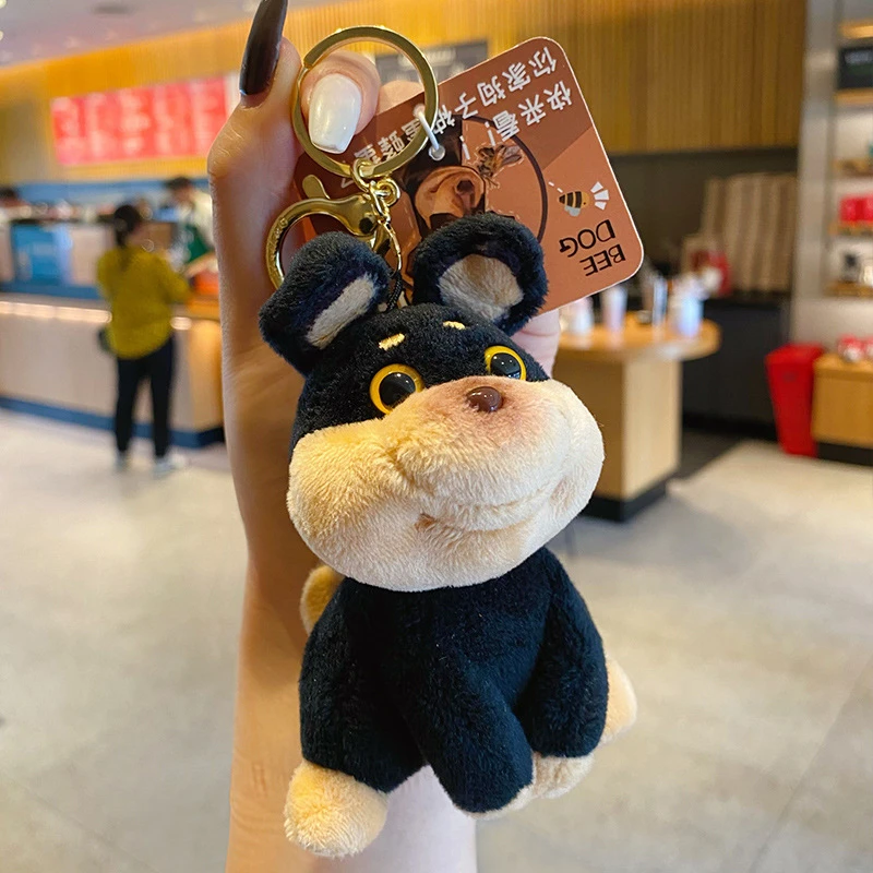 2025新款正版蜜蜂狗钥匙扣毛绒小狗挂件男女汽车钥匙链包包挂饰