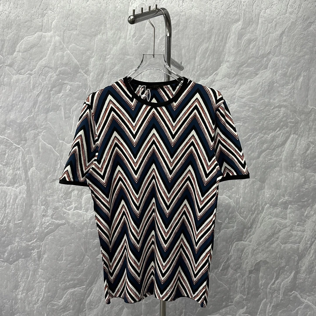 未使用 LouisVuitton/路易威登 锯齿形条纹印花短袖 XL码 D18828