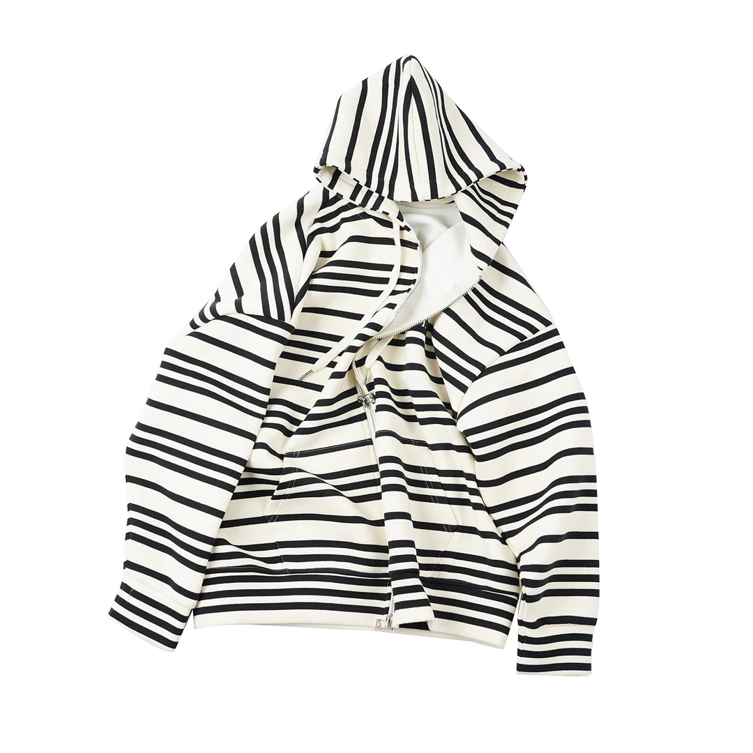 【斑马条纹外套】LG23WT969长袖针织休闲连帽设计款斑马条纹外套