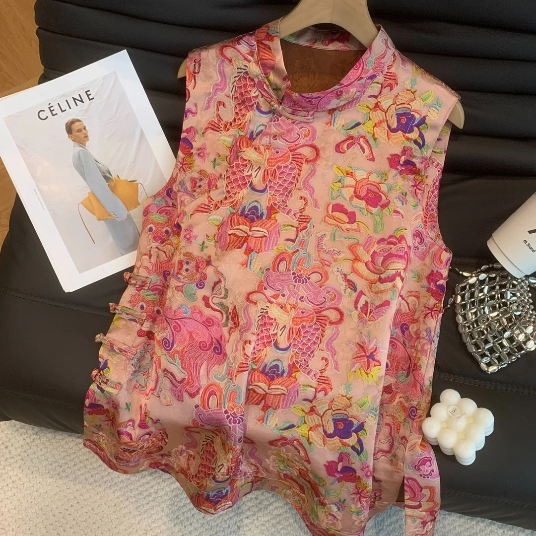 新中式国风无袖上衣2025夏装复古盘扣显瘦气质背心裙