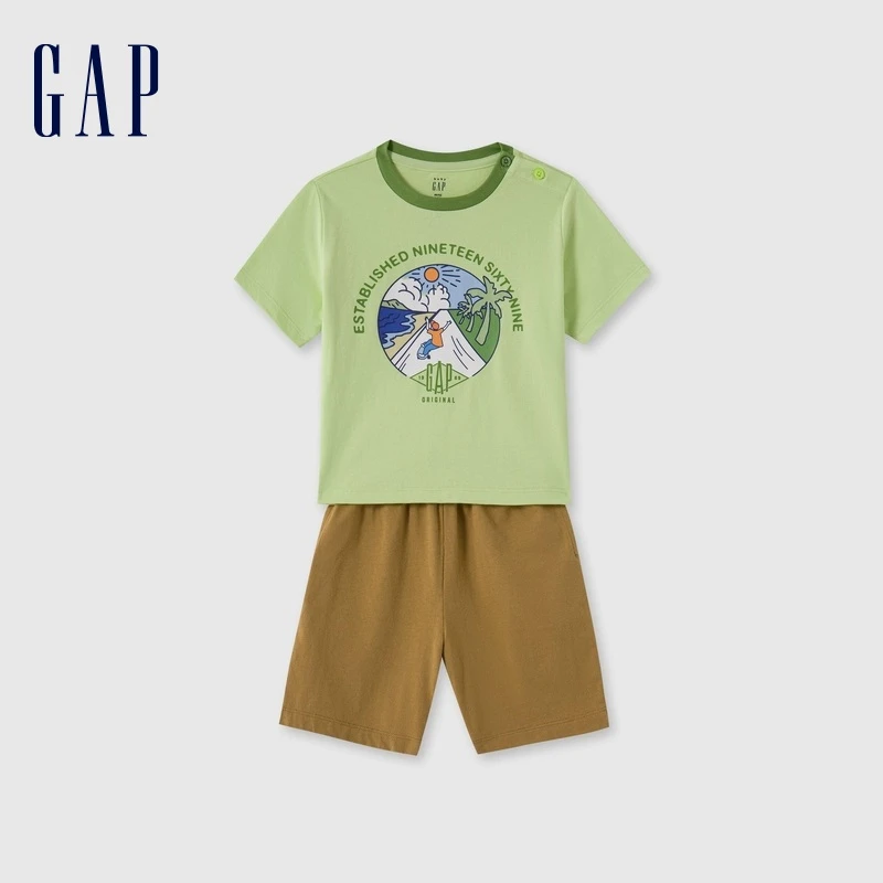 【大小童同款】Gap男童夏季纯棉短袖T恤短裤儿童装运动套装466026
