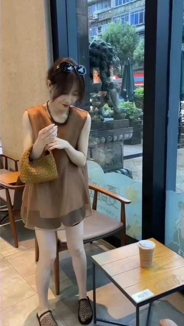 698WM欧根纱国风无袖衬衣