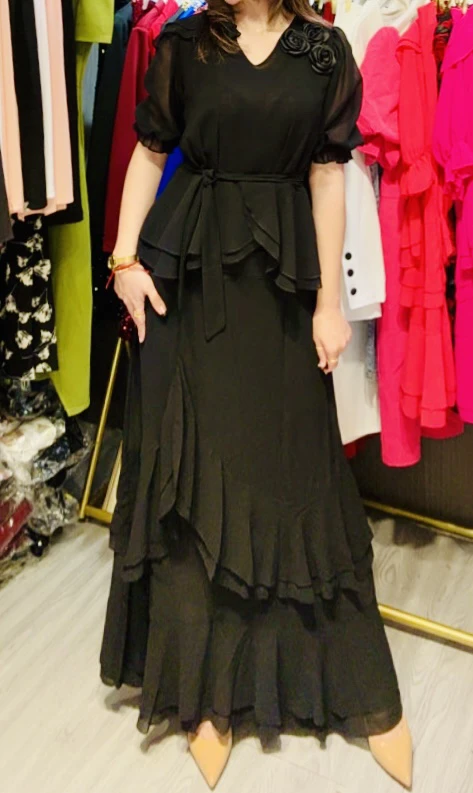 不规则鱼尾设计雪纺半身裙夏季薄款气质套裙