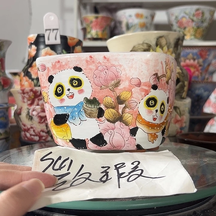 景德镇幸运花盆手绘韩式花盆
