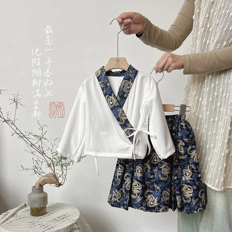 【现货】CT249107春秋新款儿童套装女童新中式复古中国风两件套女宝