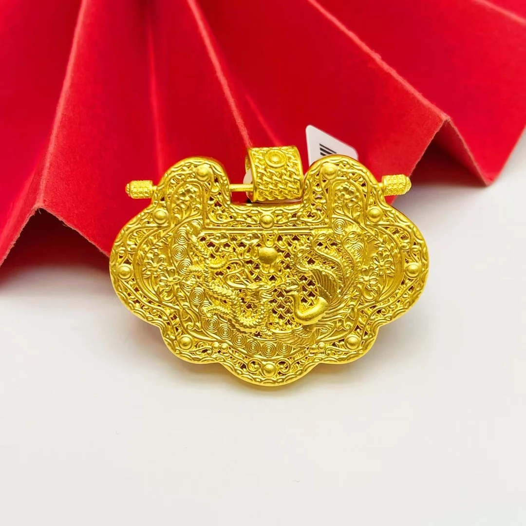 姐妹黄金 足金999古法素金天子门生毛衣链吊坠