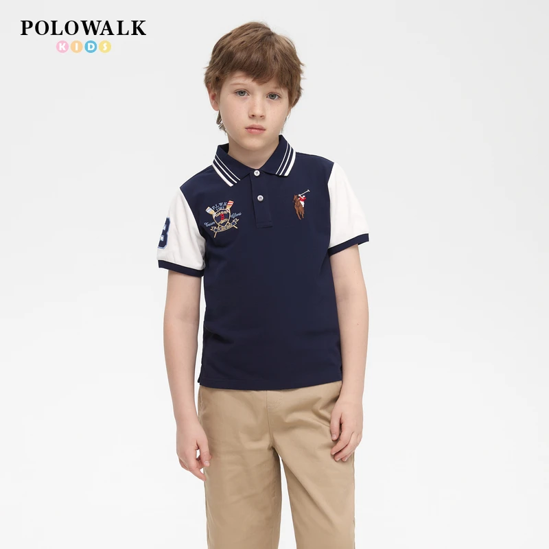 POLOWALK童装秋冬新品舒适儿童休闲时尚男童短袖T恤APIW522F0321