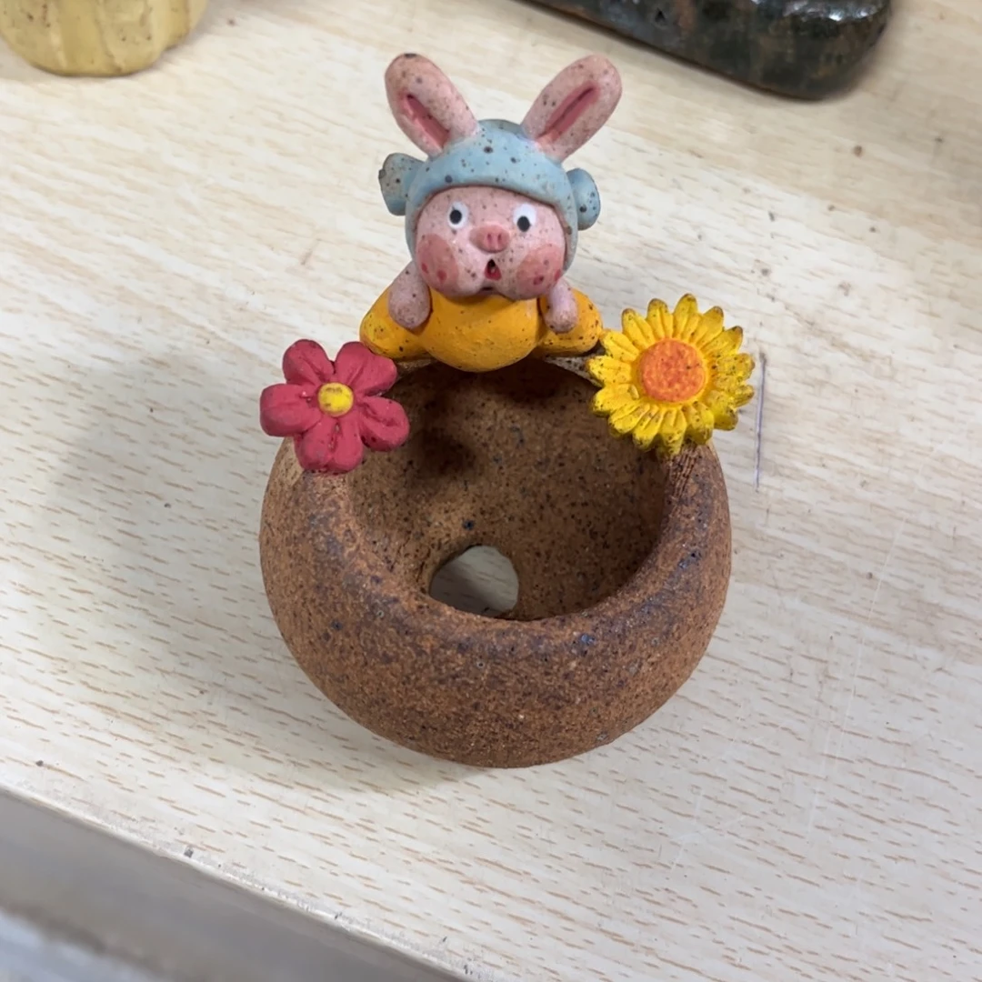 泥塑古镇炻陶花盆
