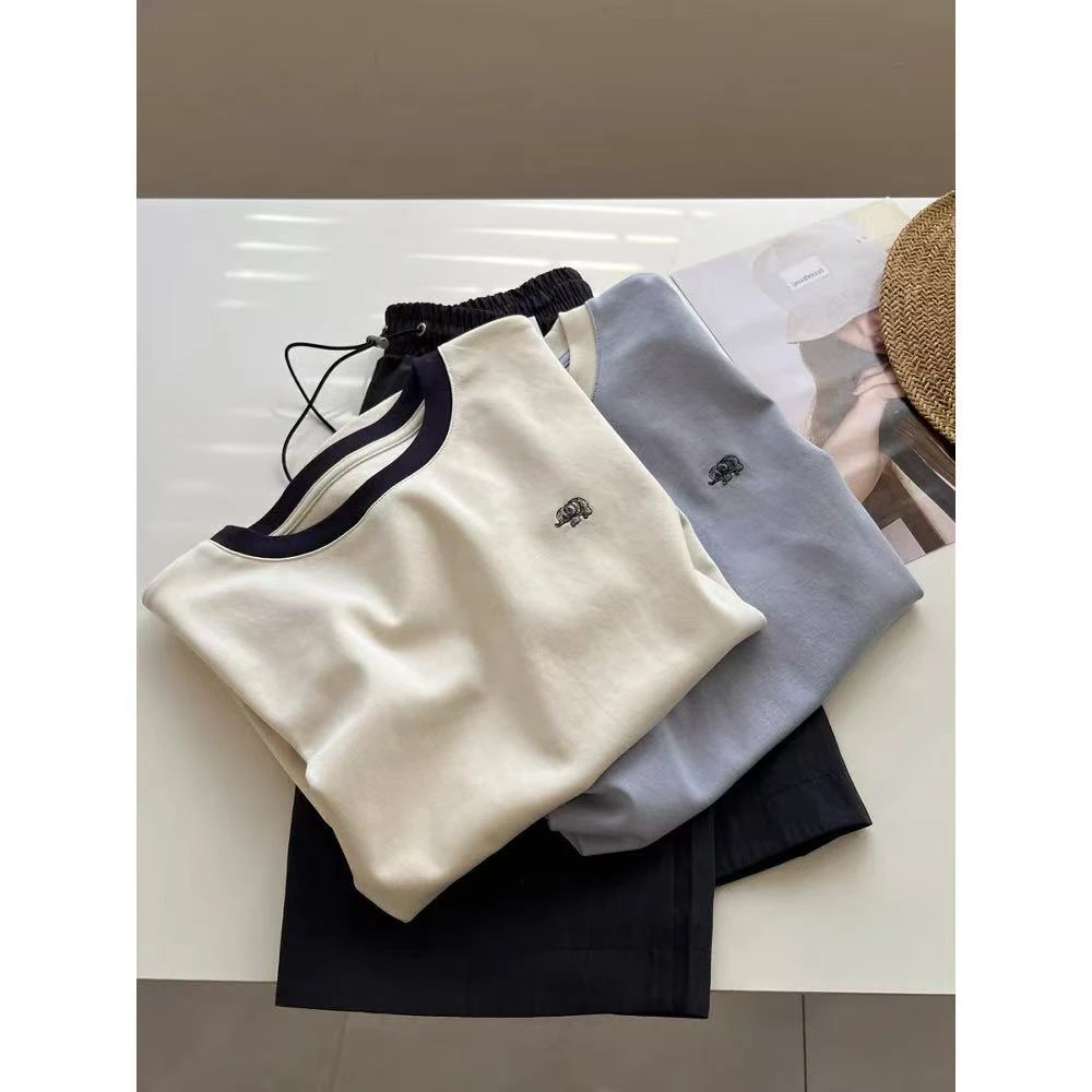 【小象刺绣】撞色圆领~百搭显瘦休闲短袖T恤 ~A1164Q小静折扣