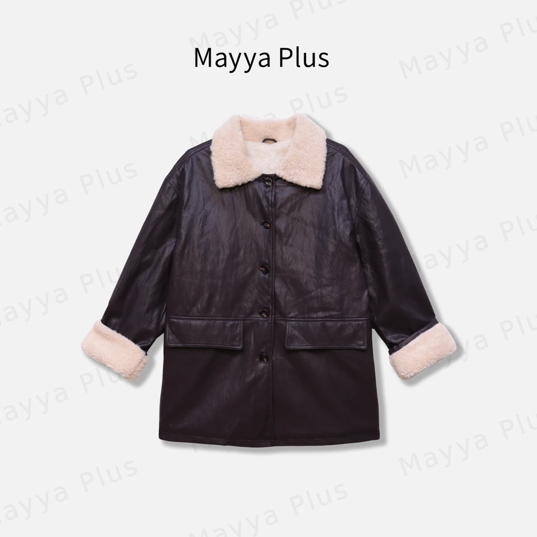 【皮衣魅力】Mayya Plus麦芽定制气质显瘦毛茸茸皮草大衣32547857