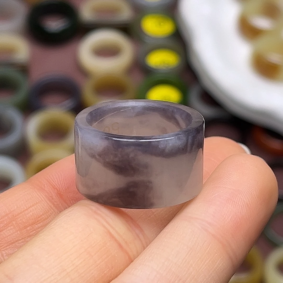 和田玉未镶嵌戒指18.4香炉紫烟