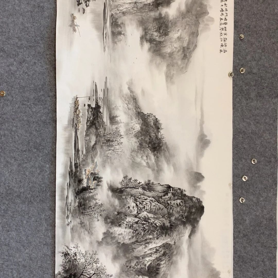 冒***鱼国画山水作品写意