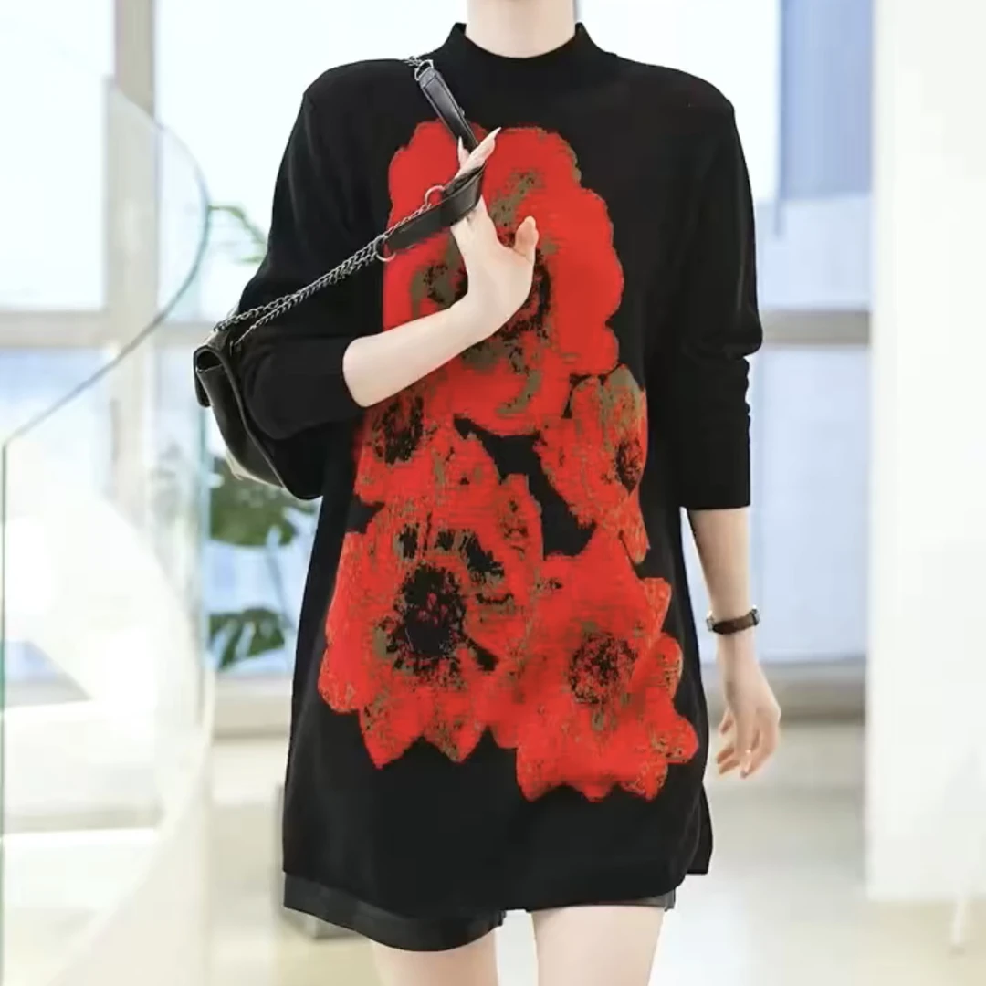 【208】秋冬新款时尚妈妈装洋气减龄连衣裙打底外穿毛衣女连衣裙