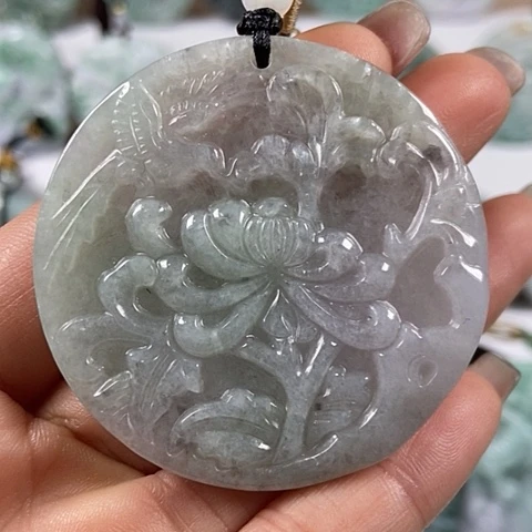 翡翠颈饰未镶嵌花开富贵喜上眉梢福利