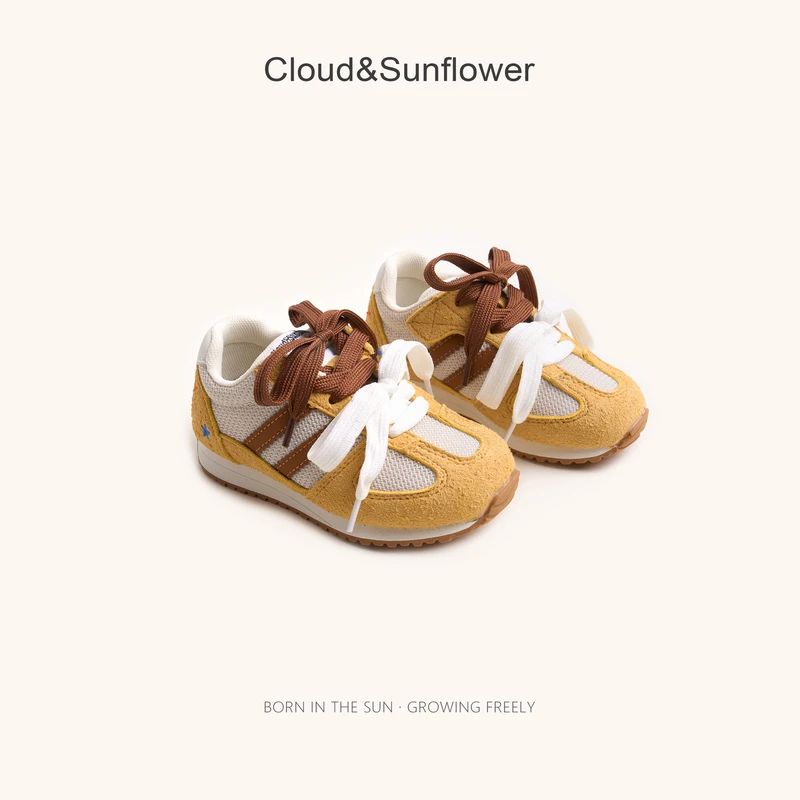 【云朵小葵】女童秋季新款条纹黄色休闲鞋2289