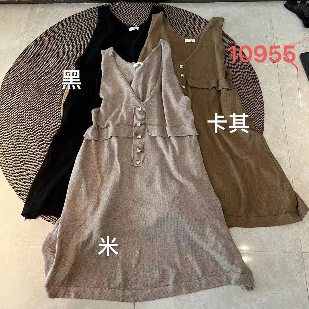 复古文艺无袖棉线背心裙宽松百搭裙 10955#