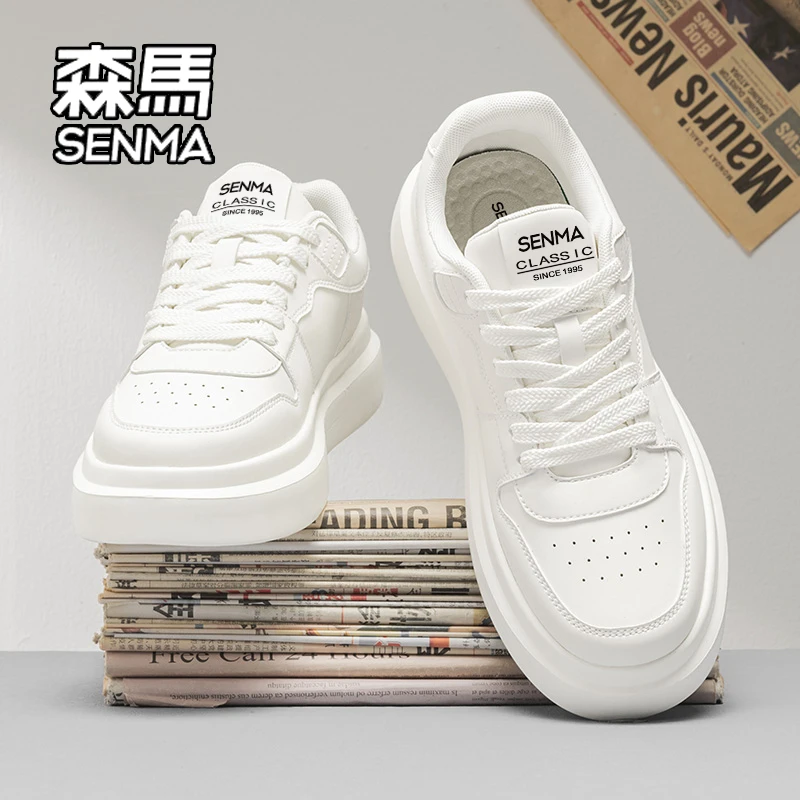 SENMA/森马2026冬季男鞋新款小白鞋子潮流百搭厚底运动鞋休闲板鞋