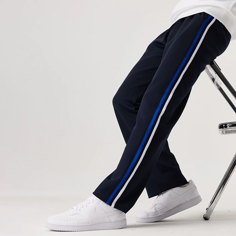 【藏青宝蓝+白杠】南韩丝校服裤子小学初高中学生学校同款春夏