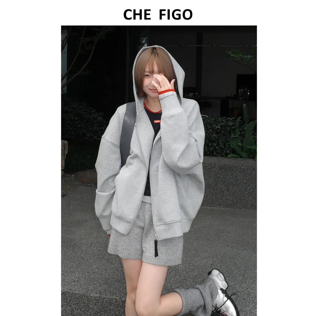 CHEFIGO空气层连帽双拉卫衣外套