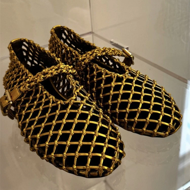 春夏新款编织镂空玛丽珍鞋女芭蕾舞鞋时尚百搭时尚浅口平底单鞋女