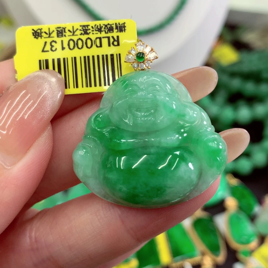 翡翠18K金镶嵌吊坠(不含链)