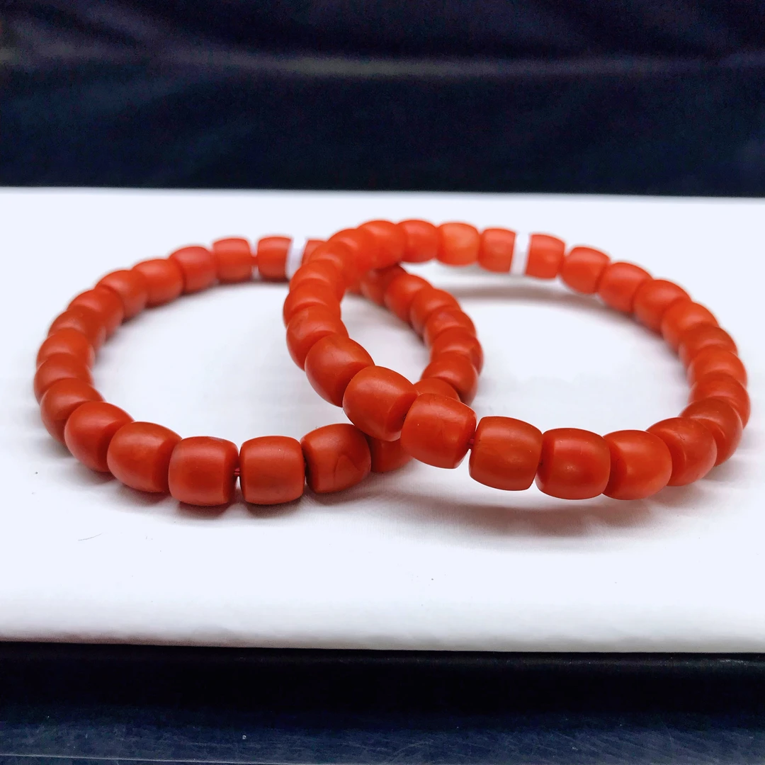 【领源】南红保山哑光高端精工直切单圈手串8mm（多样式发其一）