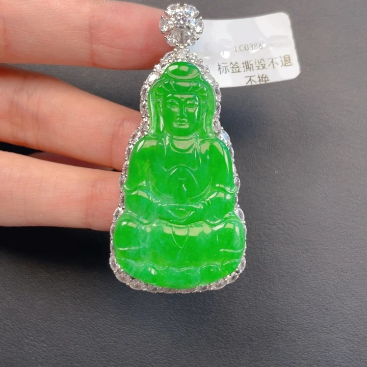翡翠银S925镶嵌吊坠(不含链)