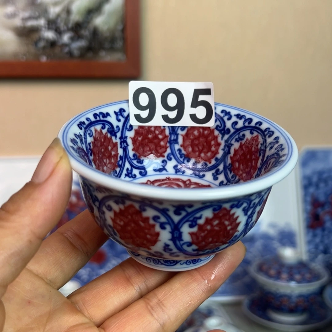 茉***清现代瓷青花釉里红工艺