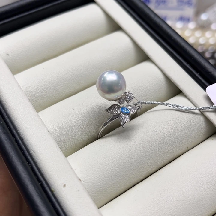 海水珍珠戒指银S925镶嵌