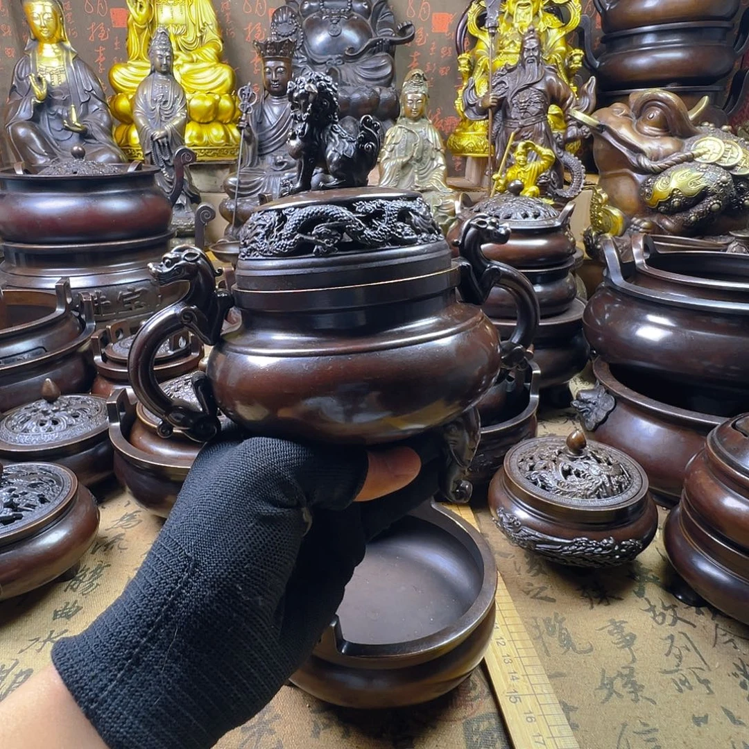玄***化9公分口径帝王炉铜香炉供香炉聚宝盆
