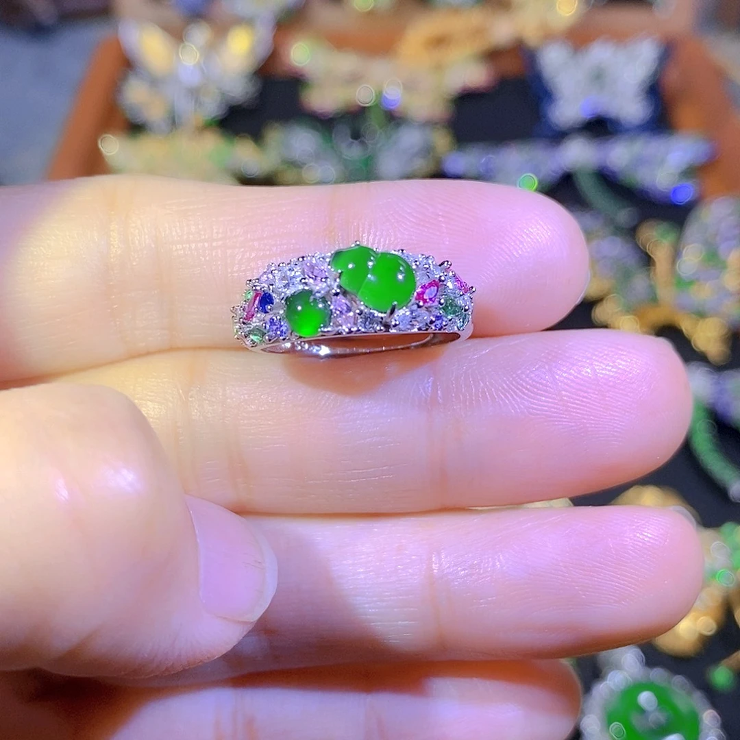 吊坠(不含链)银S925镶嵌翡翠