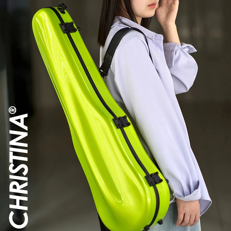 Christina/克莉丝蒂娜新款小提琴盒 荧光绿带提手可背4/4