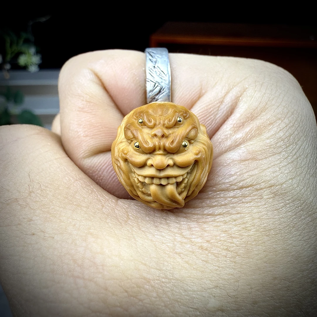 猴头雕刻单颗  四目舔僧 全品精工单籽配饰 尺寸16+