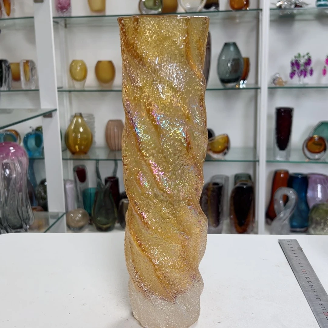 幻彩琉璃花瓶花器纯手工痕迹高度30