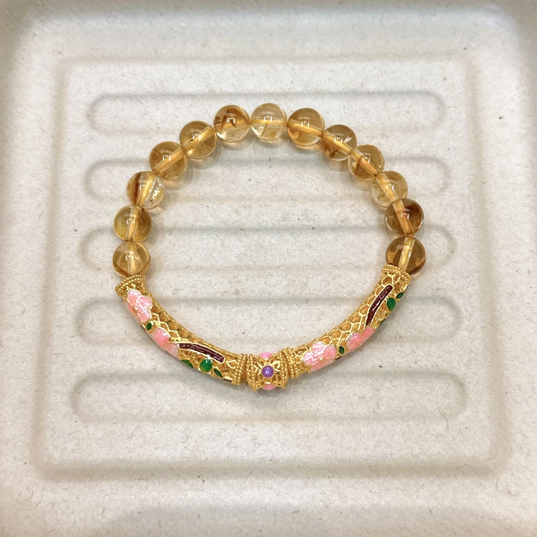 足金配饰设计款7nn天然透体黄塔 晶5D108C