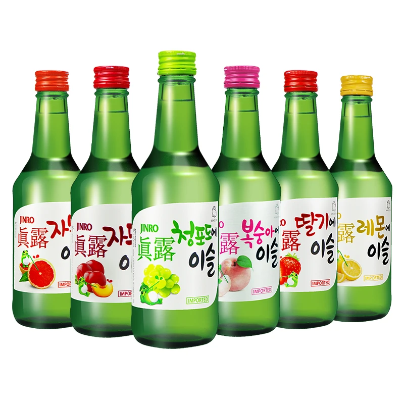 韩国原装进口真露果味烧酒360ml*4瓶李子/葡萄/西柚/草莓真露烧酒