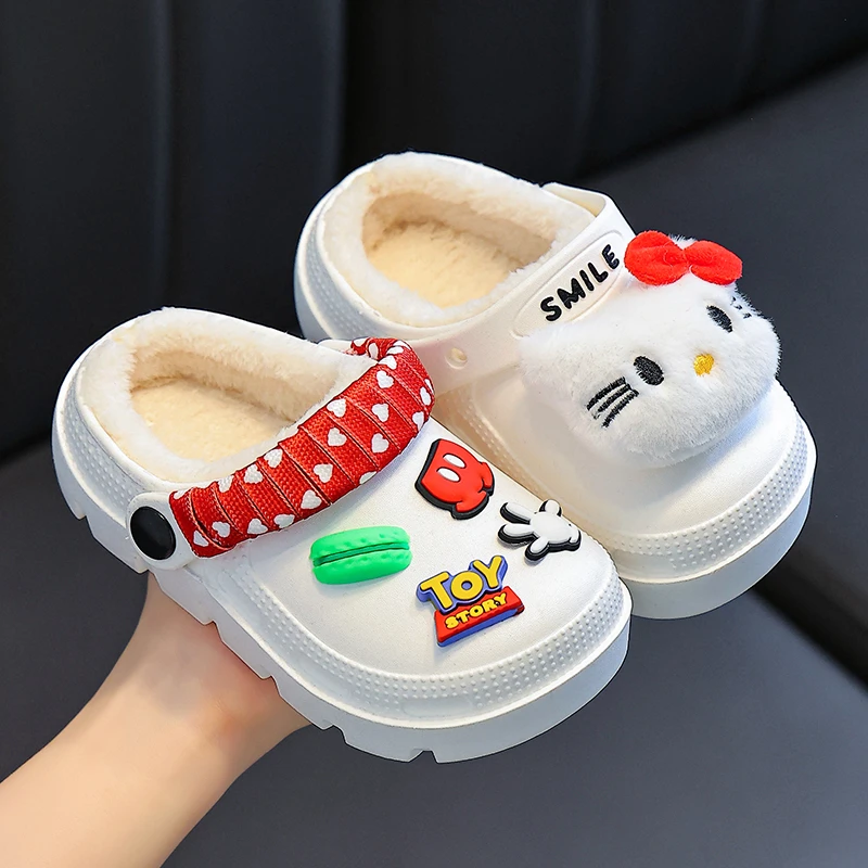 儿童棉拖鞋女冬季防水2025新款室内家居防滑加绒保暖亲子外穿棉鞋