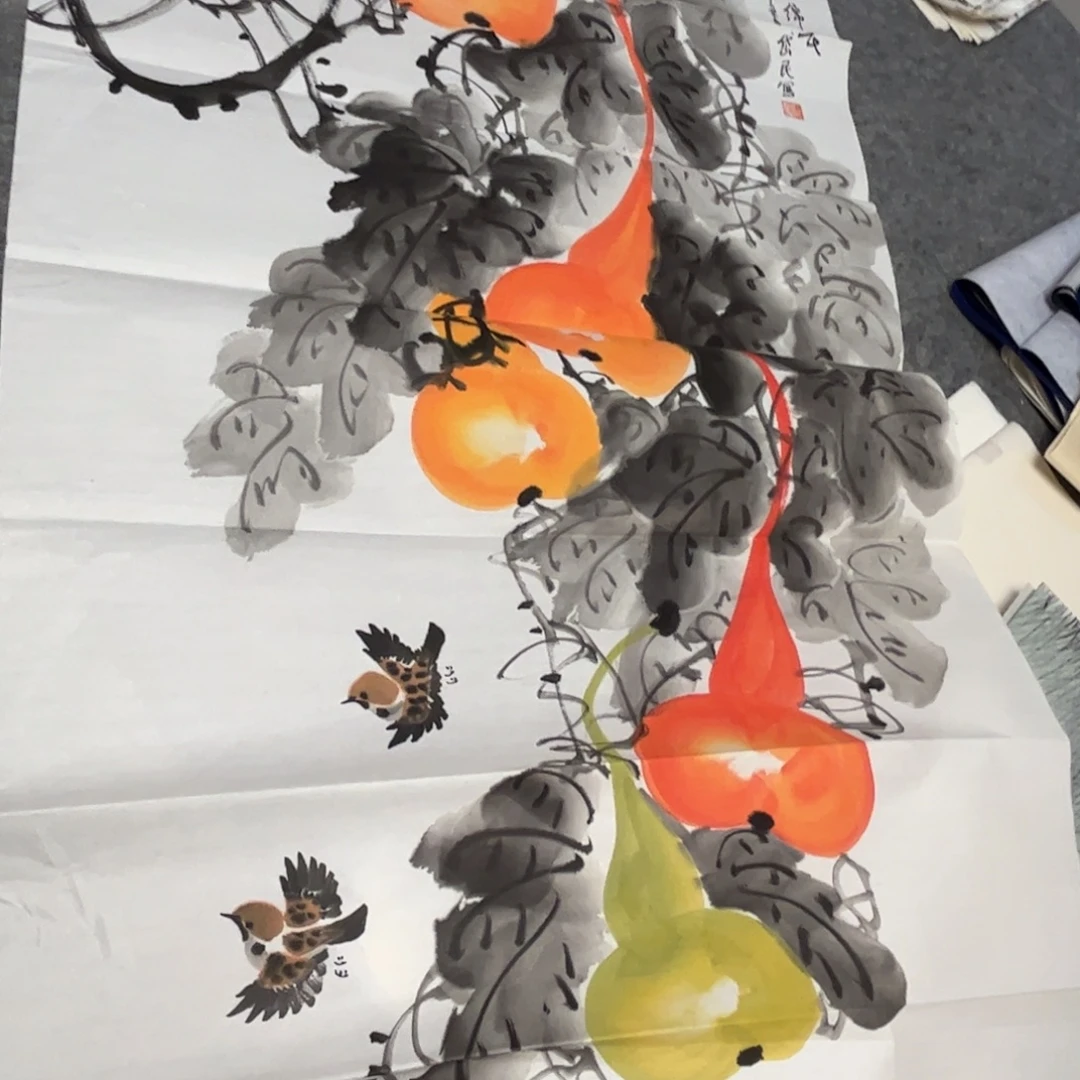 国画12.6纯手绘无边框作品