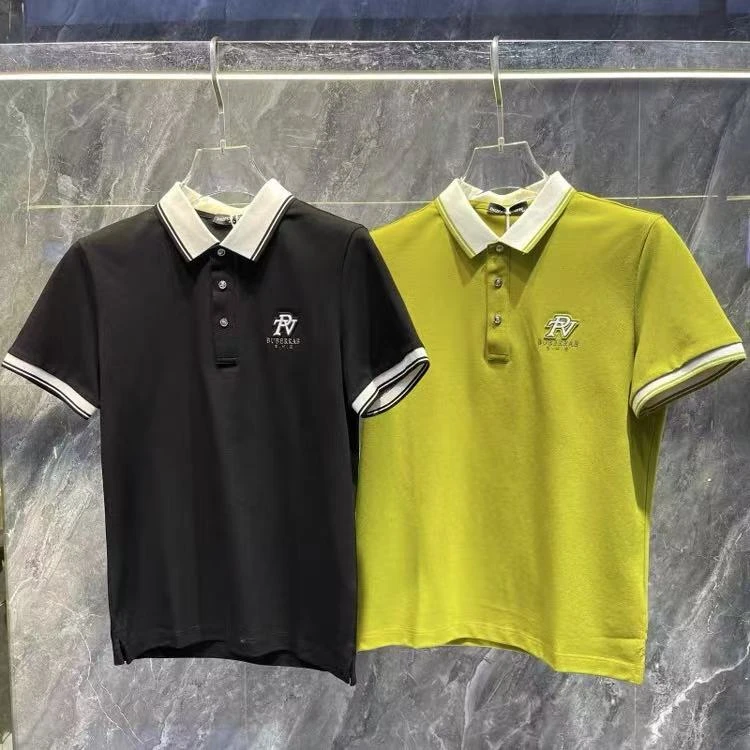 2025夏季欧货新款男士POLO衫修身纯棉刺绣简约百搭休闲短袖潮T恤