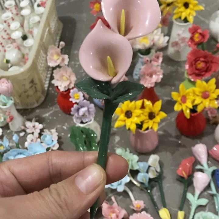 瓷片纯手工陶瓷花摆件