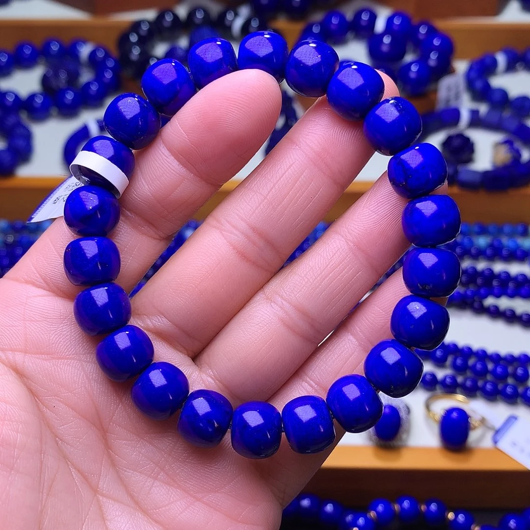 青金石未镶嵌手串10m天花板帝王青老型珠3410