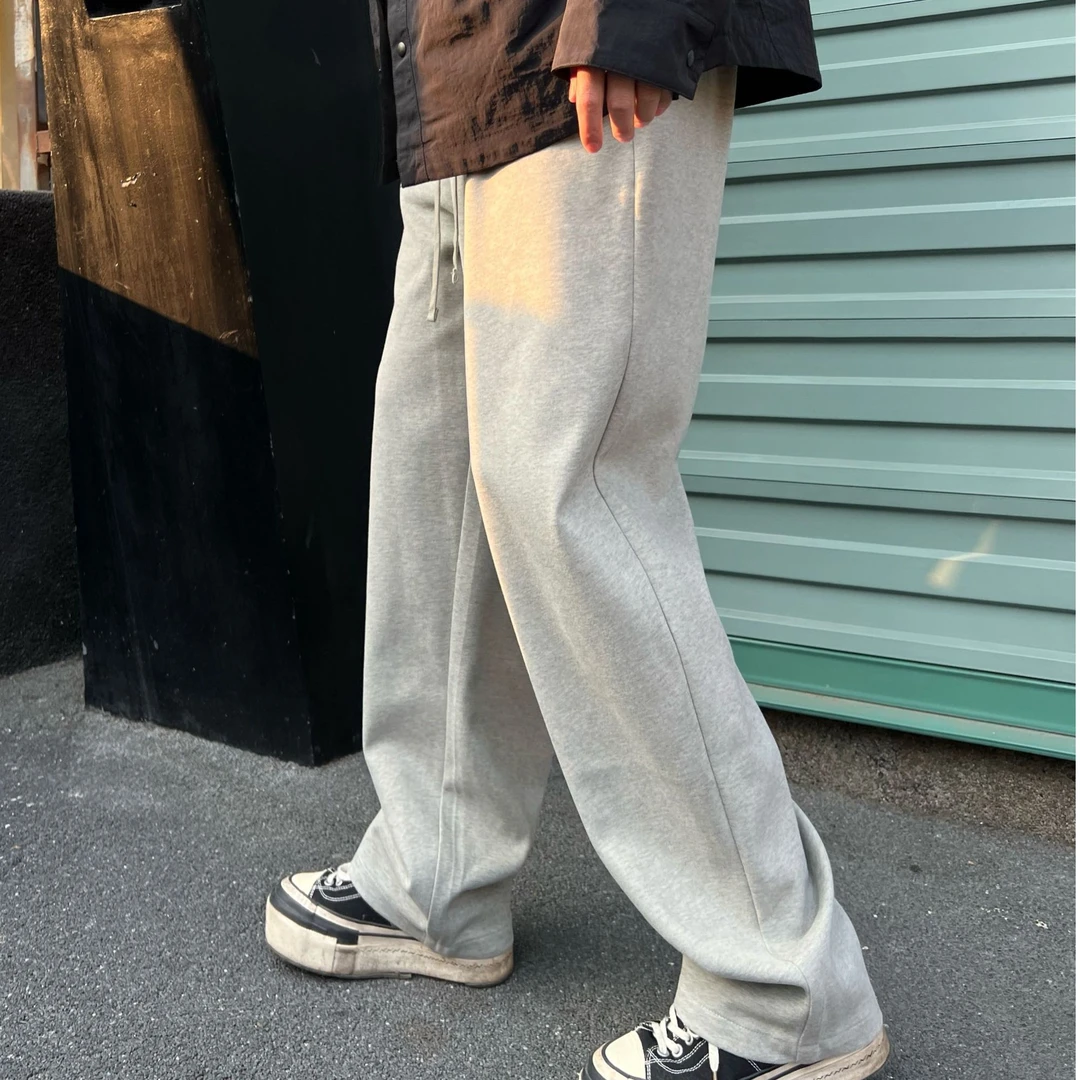 春秋美式弯刀裤子潮牌重磅卫裤垂感直筒阔腿宽松运动裤百搭休闲裤