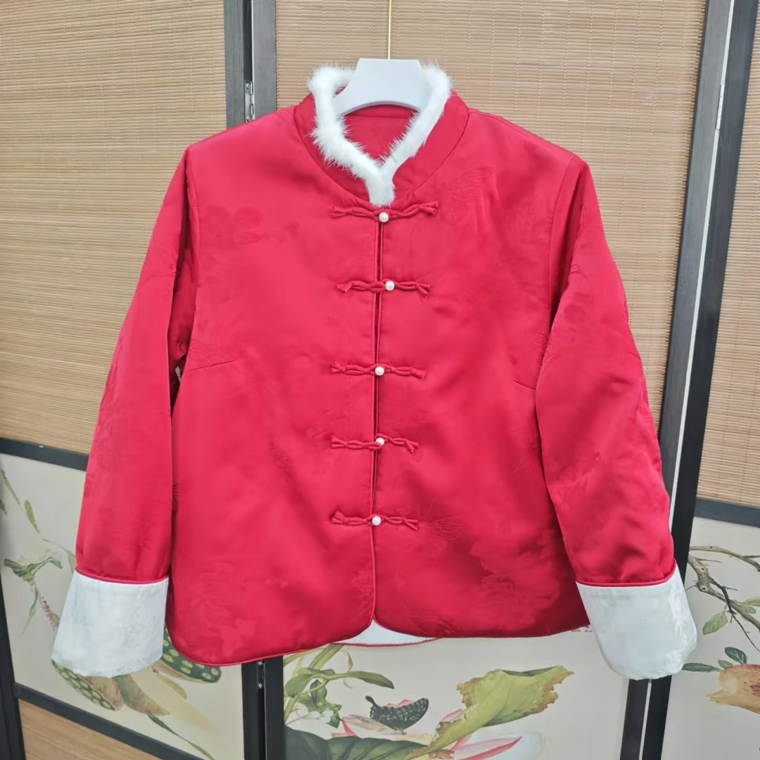 [听风]棉衣女士复古中式中国风民族风立领冬季