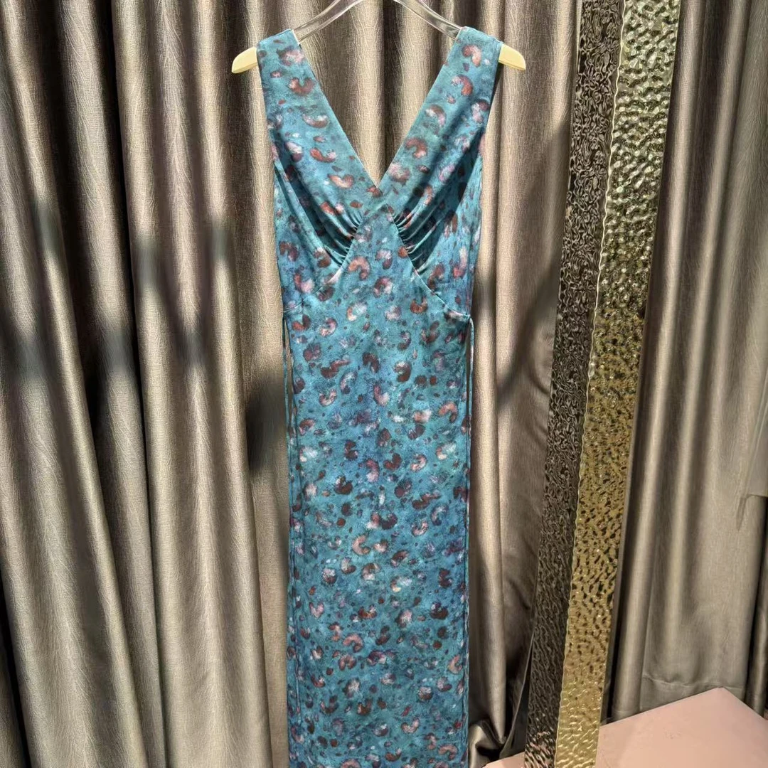 【一一专属】2025新款度假风卡普里蓝连衣裙气质复古优雅