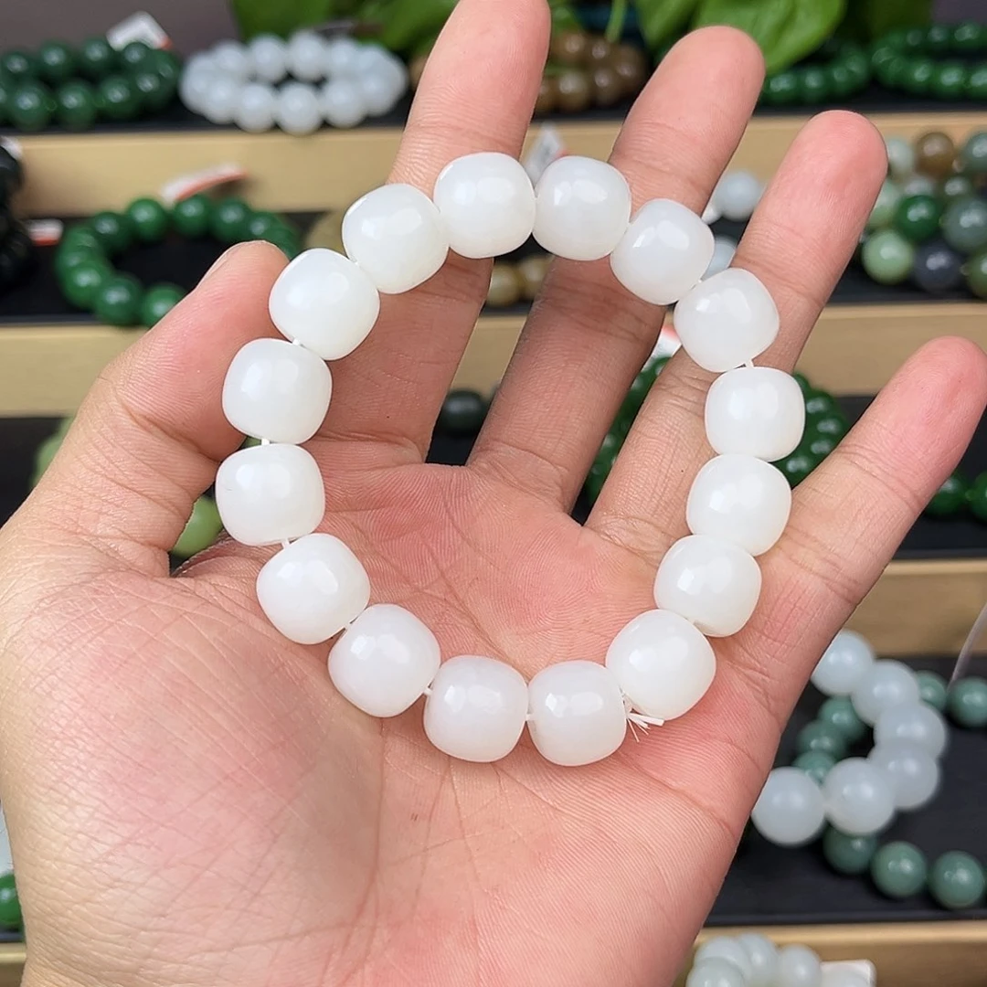 和田玉手串未镶嵌纯天然新疆和田玉05于阗14mm