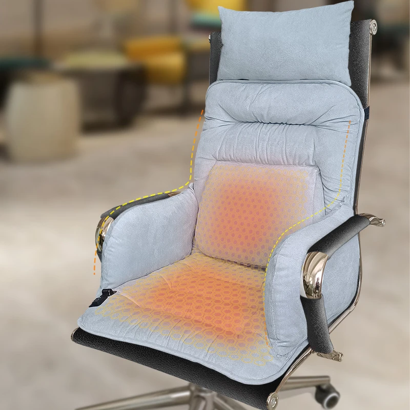 石墨烯加热坐垫靠背一体办公室久坐加热垫12V插电低压连体腰靠垫