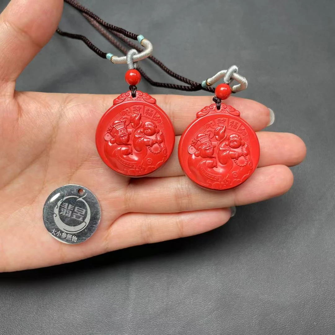 含辰砂工艺品38028T28-3BH59-朱砂吊坠绑绳-多样性发其一